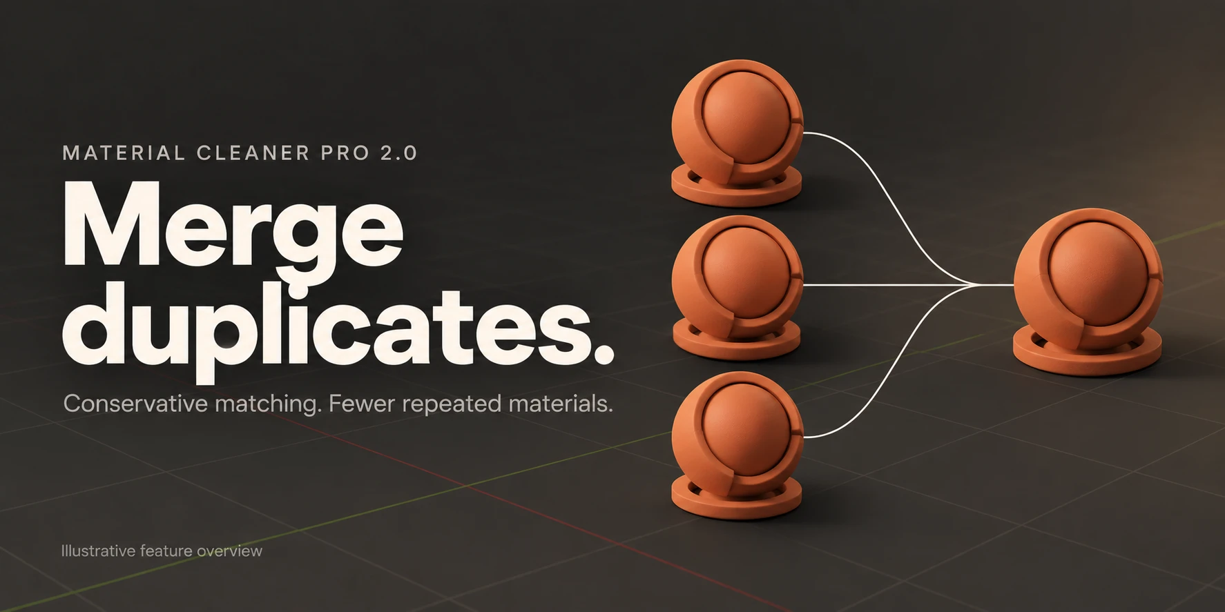 Merge duplicates: three identical clay balls join into one.