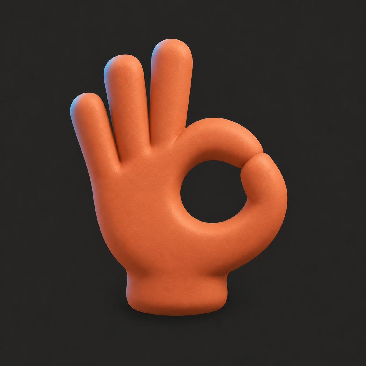 A soft clay hand making an OK sign.